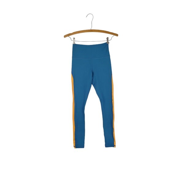 Zyia Active Janis Light n Tight Hi-Rise 7/8 Leggings Retro Blue Stripe Size 0 - Picture 1 of 5